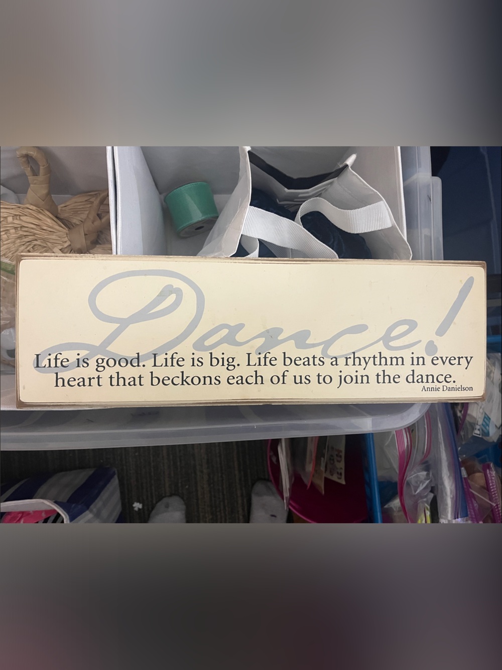 Dance! Inspirational Wall Plaque - rustic Light Blue wooden by Danielson Desi